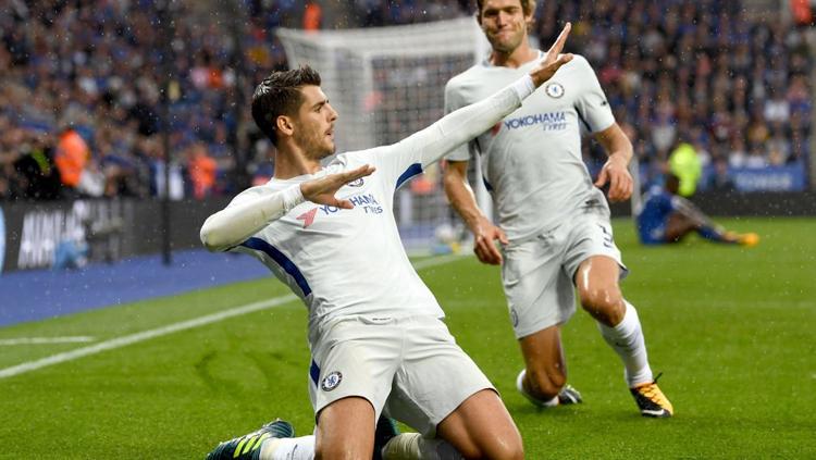 Alvaro Morata saat melakukan selebrasi. Copyright: INDOSPORT