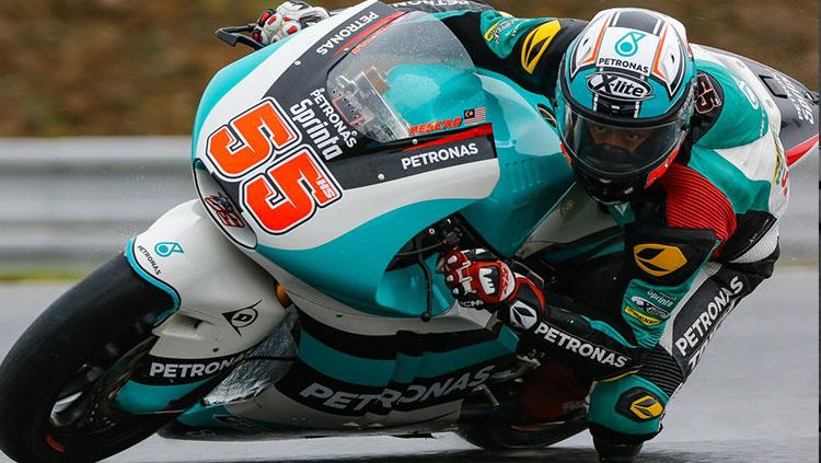 Hafizh Syahrin berhasil merebut podium saat balapan Moto 2 2017 di San Marino. Copyright: Raceline Malaysia