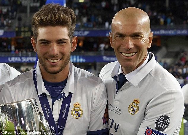 Luca Zidane dan sang ayahnya, Zinedine Zidane. Copyright: Daily Mail