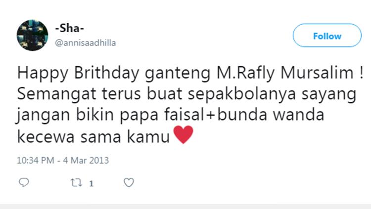 Jejak media sosial Rafly Mursalim. Copyright: Twitter