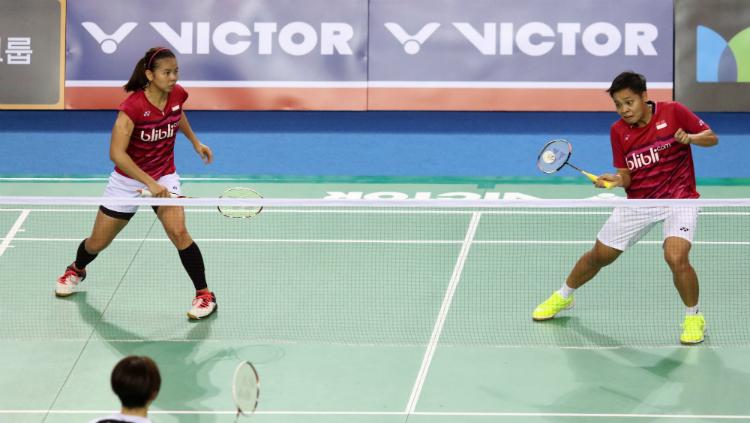 Greysia Polii/Apriani Rahayu di babak kedua Korea Open 2017. Copyright: Humas PBSI