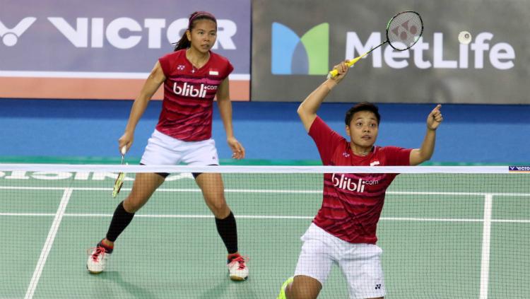 Greysia Polii/Apriani Rahayu di babak kedua Korea Open 2017. Copyright: Humas PBSI