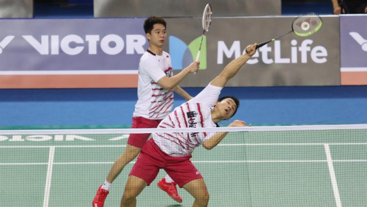 Kevin Sanjaya Sukamuljo/Marcus Fernaldi Gideon di babak kedua Korea Open 2017. Copyright: Humas PBSI