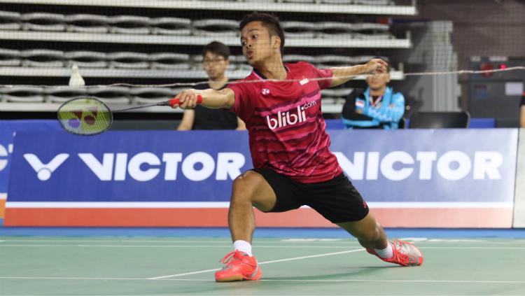 Anthony Sinisuka Ginting di perempatfinal Korea Open 2017. Copyright: Humas PBSI