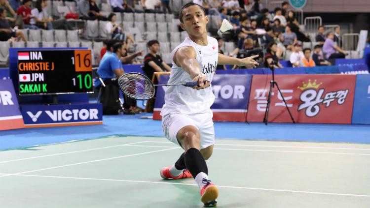 Jonatan Christie di perempatfinal Korea Open 2017. Copyright: Humas PBSI