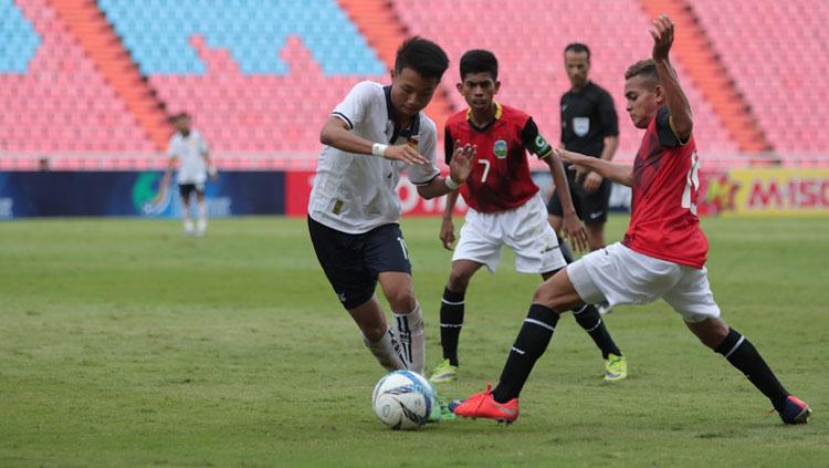 Aksi para pemain Timor Leste U-16 saat kalahkan Laos. Copyright: AFC