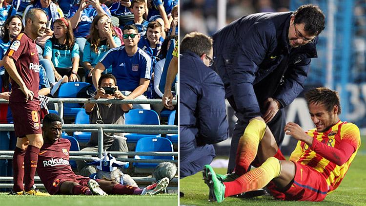 Ousmane Dembele (Barcelona) dan Neymar (Barcelona) Copyright: Indosport.com