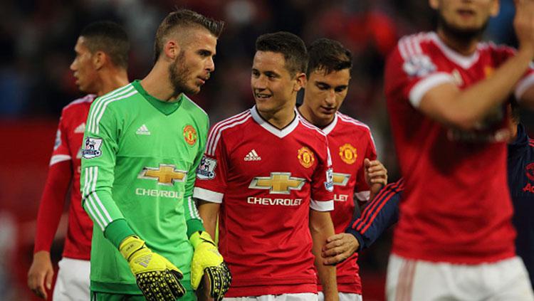 David De Gea dan Ander Herrera. Copyright: INDOSPORT