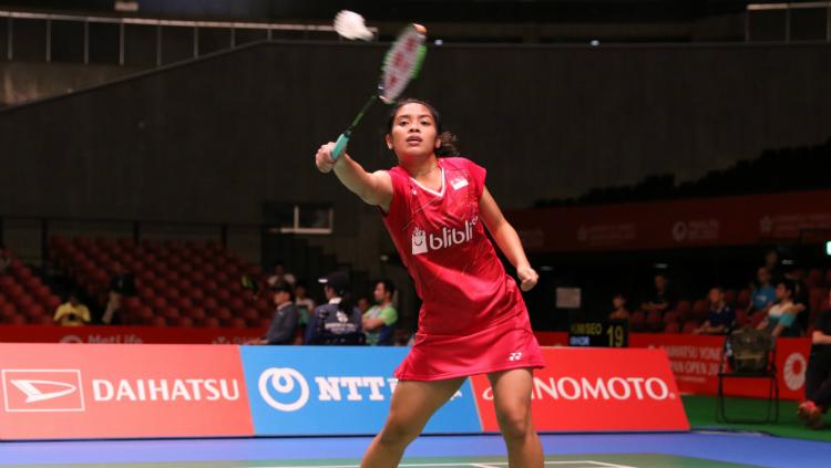 Gregoria Mariska Tunjung di babak kualifikasi Japan Open 3017. Copyright: Humas PBSI