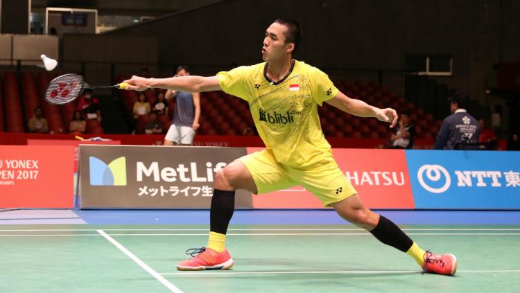 Jonatan Christie gugur di babak pertama Japan Open 2017. Copyright: Humas PBSI