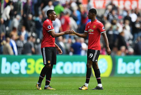 Anthony Martial dan Marcus Rashford. Copyright: INDOSPORT