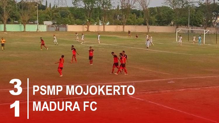 Hasil pertandingan PSMP Mojokerto vs Madura FC. Copyright: Grafis: Eli Suhaeli/INDOSPORT