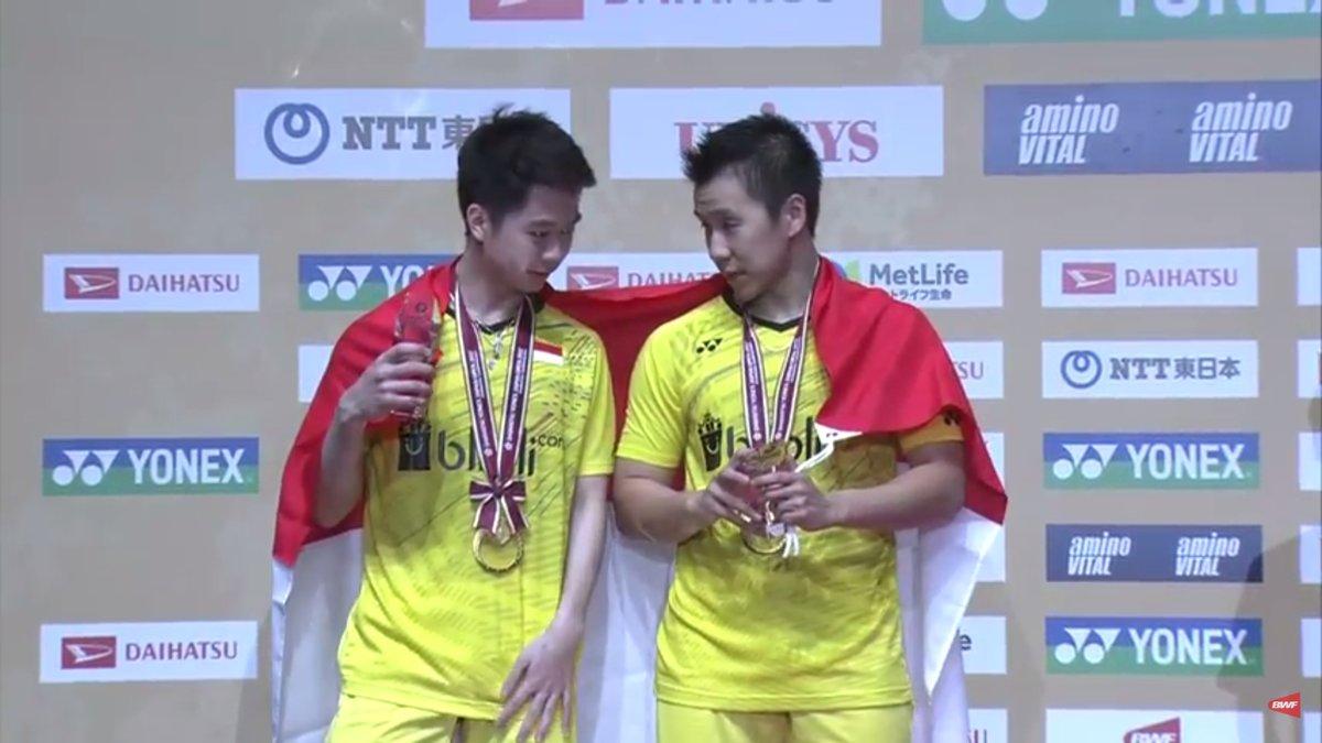 Kevin/Marcus menjuarai Japan Super Series 2017. Copyright: Twitter/@BadmintonTalk