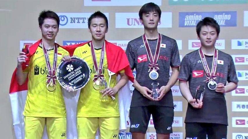 Kevin Sajaya/Marcus Gideon juara dengan mengalahkan Takuto Inoue/Yuki Kaneko di final. - INDOSPORT