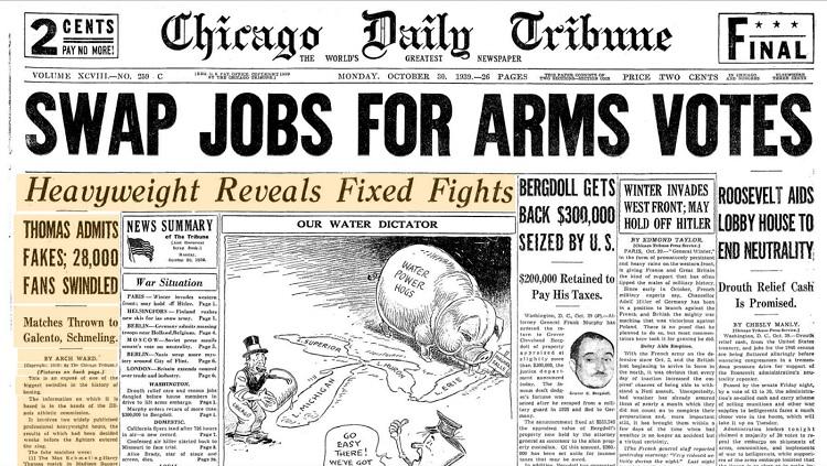 Potongan berita tahun 1939, Schmeling vs Thomas. Copyright: Chicago Tribune