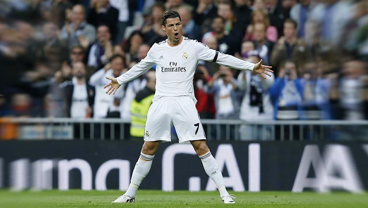 Megabintang Real Madrid, Cristiano Ronaldo saat melakukan selebrasi. Copyright: wodip.com