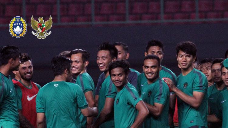 Para pemain Timnas Indonesia mulai menjalani latihan jelang uji coba melawan Kamboja. Copyright: PSSI