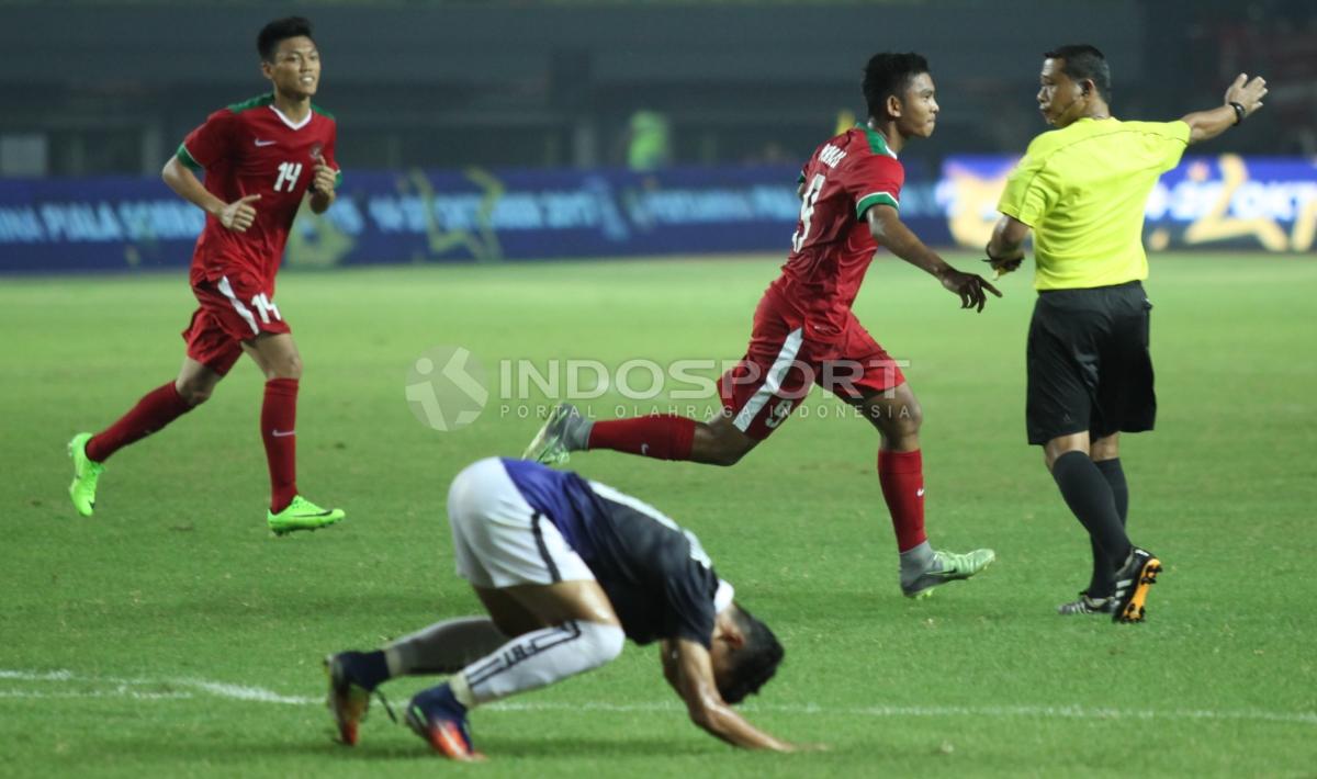 Selebrasi Rafli Mursalim usai mencetak gol pertama Timnas U-19.