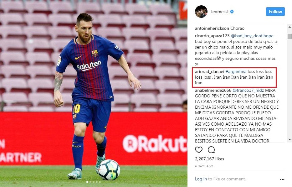 Warganet memberikan komentar hinaan di Instagram Lionel Messi. Copyright: Instagram/@leomessi