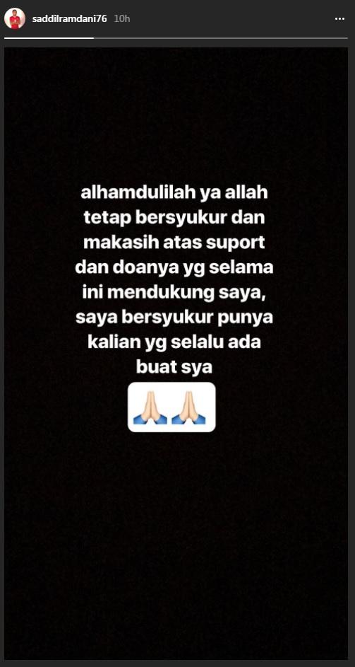 Saddil Ramdani mengucapkan rasa terima kasih untuk para pendukungnya Copyright: Instagram.com/saddilramdani76