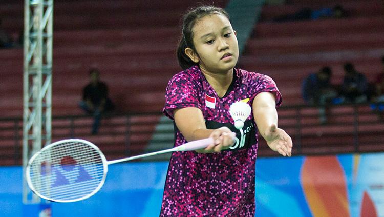 Pebulutangkis tunggal Putri Indonesia, Aurum Oktavia Winata, di ajang Yonex Sunrise BWF World Junior Championships 2017.