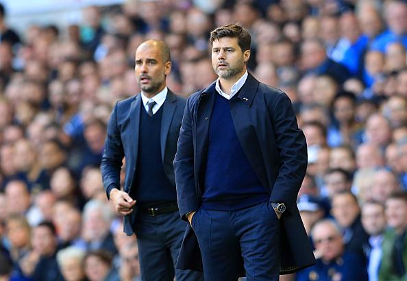 Pep Guardiola dan Harry Kane. Copyright: INDOSPORT