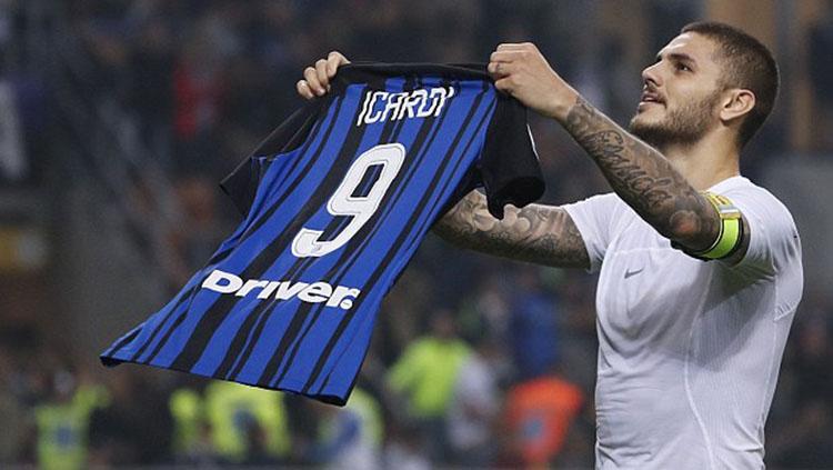 Selebrasi Mauro Icardi di laga Derby della Madonnina. Copyright: AP