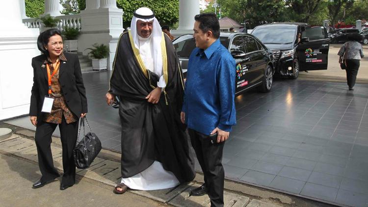 Erick Thohir menyambut Presiden OCA (Dewan Olimpiade Asia), Sheikh Ahmad Al Fahad Al Sabah. Copyright: INASGOC