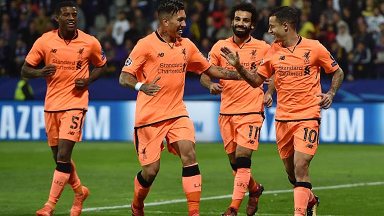 Selebrasi Pemain Liverpool usai Cetak Gol ke Gawang Maribor Copyright: INDOSPORT