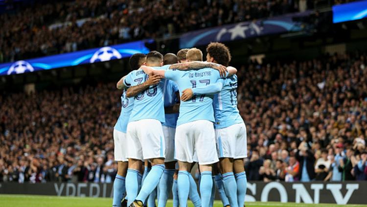 Para pemain Manchester City berselebrasi. Copyright: INDOSPORT