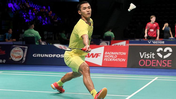 Tunggal Putra Indonesia, Jonatan Christie di ajang Denmark Open Super Series Premier 2017. Copyright: HUMAS PBSI