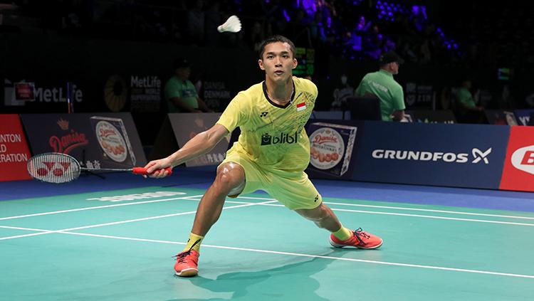 Tunggal Putra Indonesia, Jonatan Christie di ajang Denmark Open Super Series Premier 2017. Copyright: HUMAS PBSI