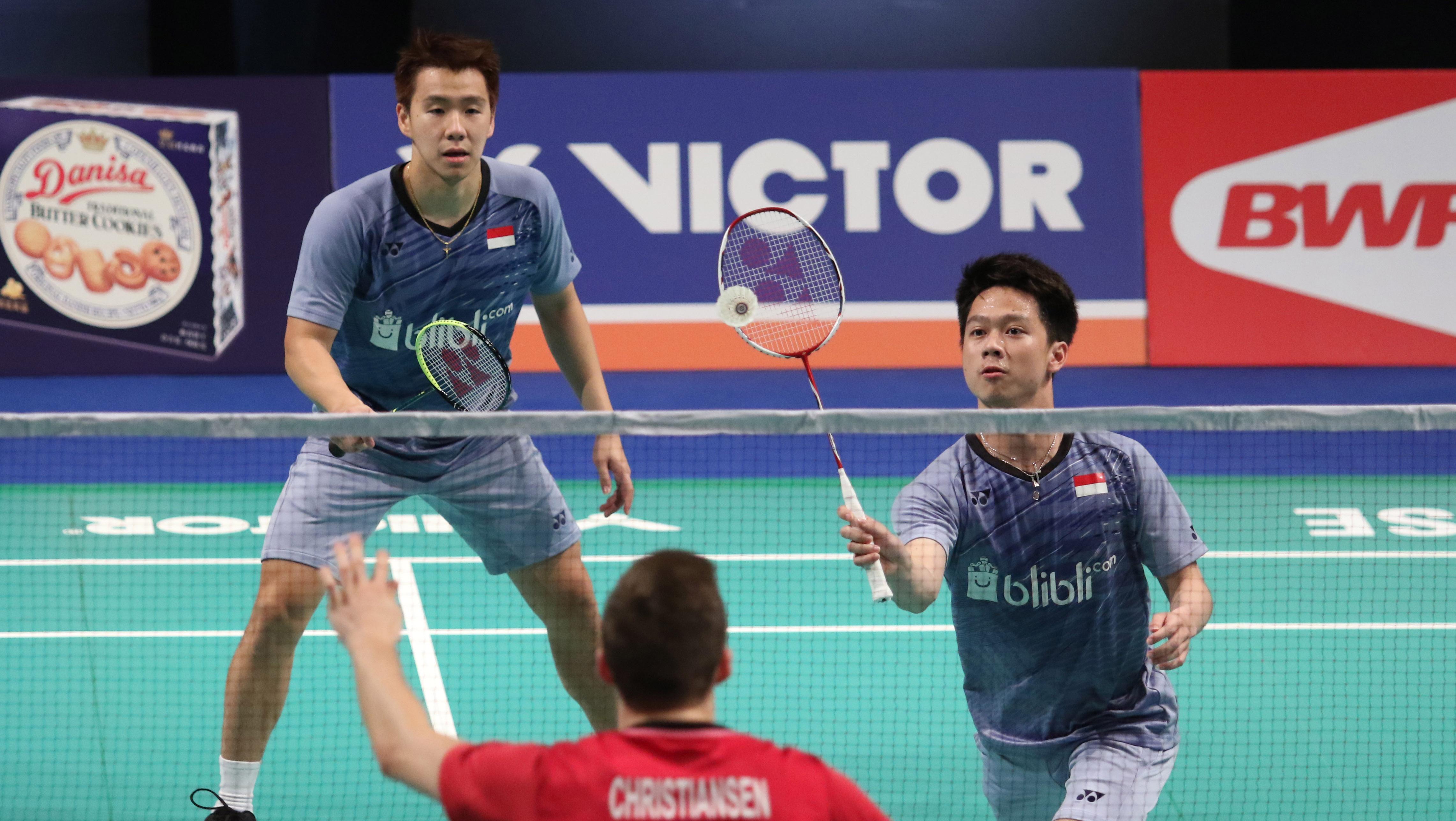 Kevin Sanjaya Sukamuljo dan Marcus Fernaldi Gideon, Denmark Super Series Premier 2017. Copyright: Humas PBSI