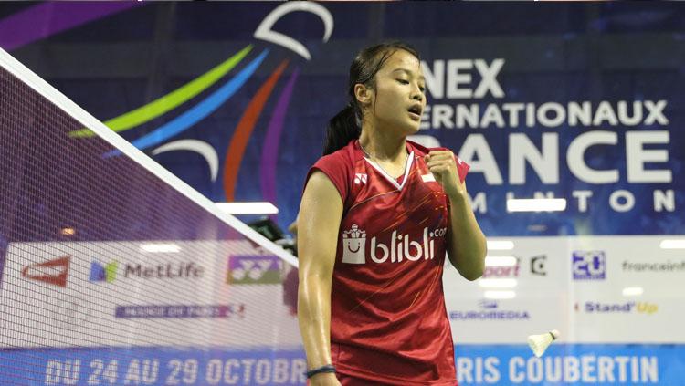 Selebrasi Hanna Ramadini, pebulutangkis tunggal putri Indonesia. Copyright: PBSI