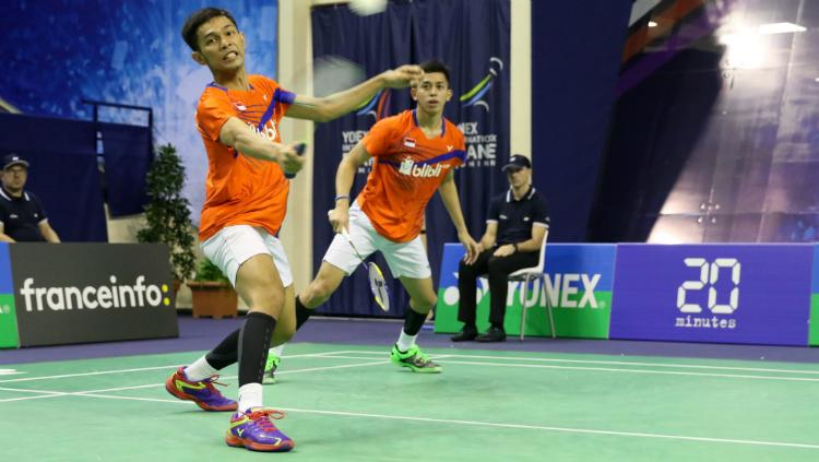 Fajar Alfian/Muhammad Rian Ardianto di perempatfinal French Open 2017. Copyright: Humas PBSI