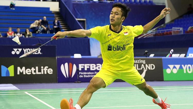 Tunggal putra Indonesia, Anthony Sinisuka Ginting gagal tembus semifinal Prancis Terbuka 2017. Copyright: HUMAS PBSI