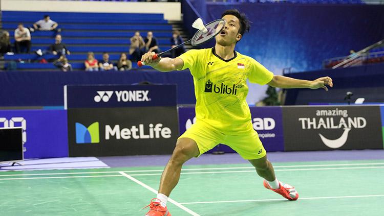 Tunggal putra Indonesia, Anthony Sinisuka Ginting gagal tembus semifinal Prancis Terbuka 2017. Copyright: HUMAS PBSI