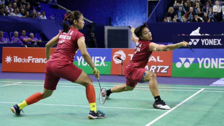 Greysia Polii/Apriani Rahayu di partai final French Open 2017. Copyright: Humas PBSI