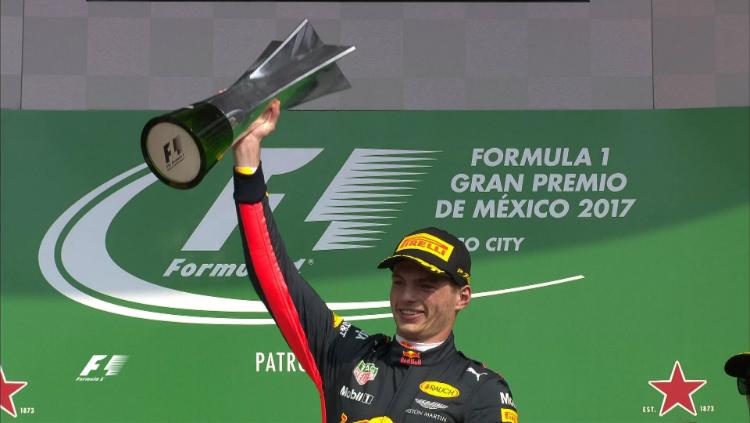 Max Verstappen memenangi GP Meksiko 2017. Copyright: Twitter/Formula 1