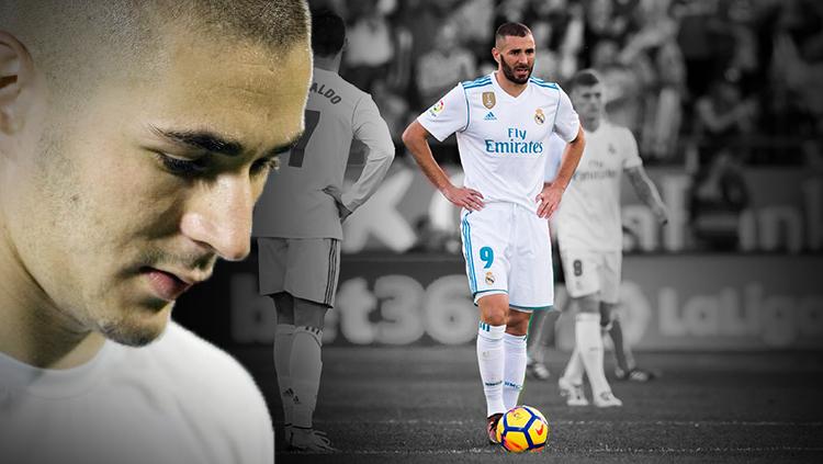 Karim Benzema tertunduk lesu kalah dari Girona. Copyright: Grafis: Eli Suhaeli/INDOSPORT