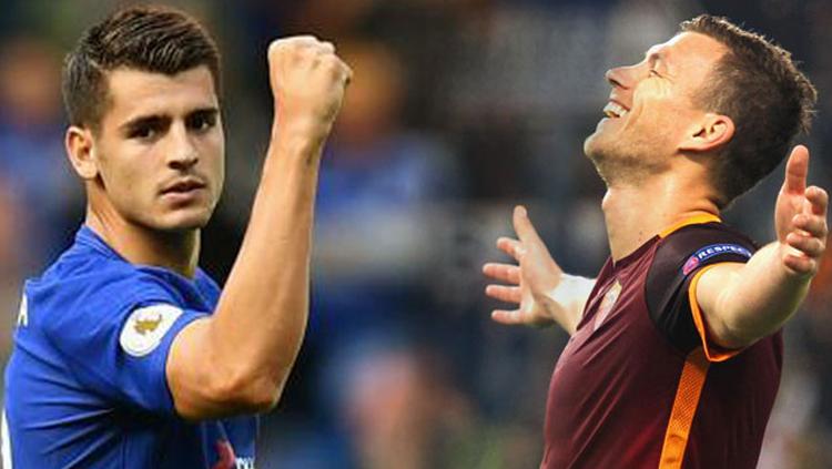 Striker Chelsea, Alvaro Morata vs Edin Dzeko, striker AS Roma. Copyright: Bongdaplus