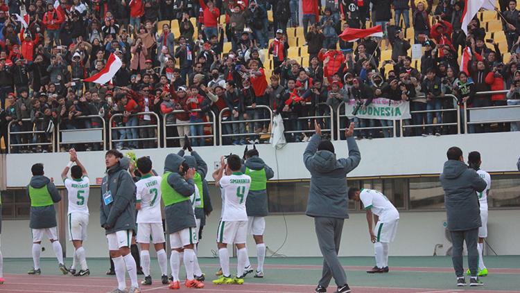 Timnas Indonesia Mengapresiasi Pendukung yang Hadir di Korea Selatan. Copyright: PSSI/Bandung Saputra