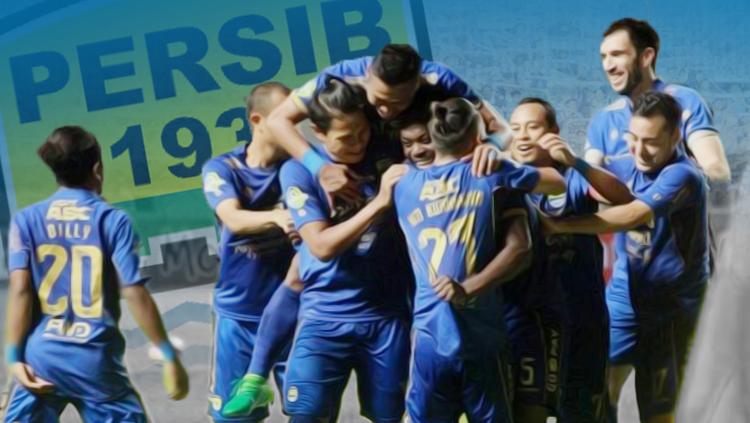 Para pemain Persib Bandung saat melakukan selebrasi.
