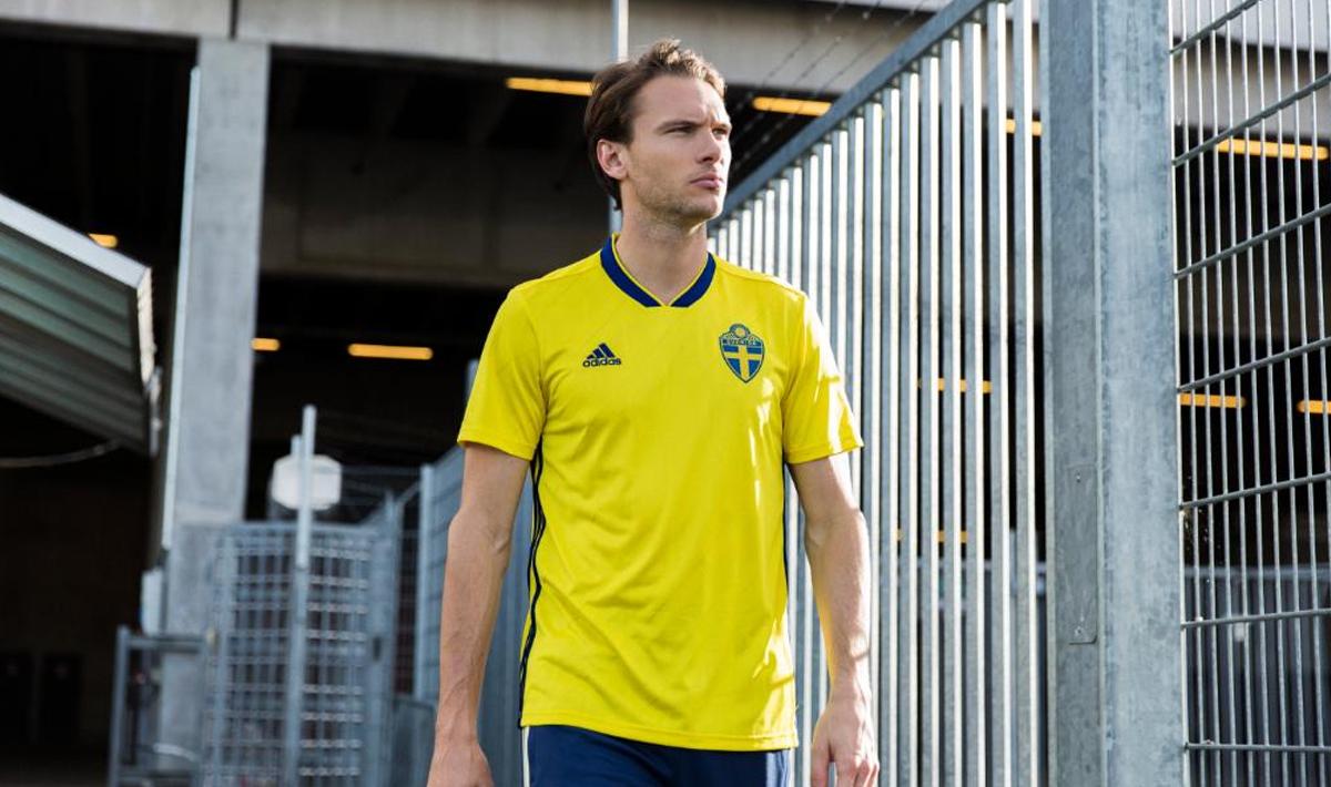 Tampilan jersey Timnas Swedia untuk Piala Dunia 2018.