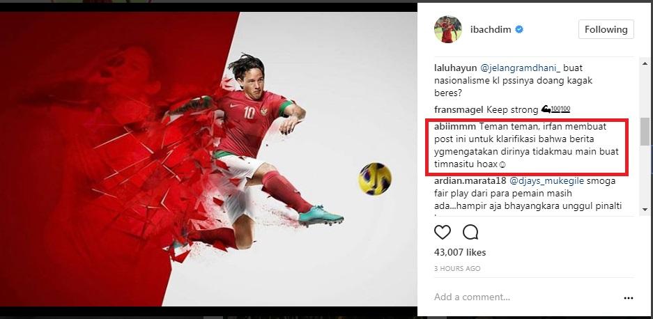 Postingan Irfan Bachdim yang Bikin Netizen MIkir Keras. Copyright: Instagram