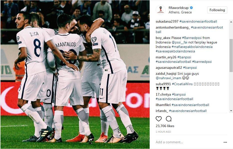 Akun resmi Piala Dunia yang dibanjiri netizen Indonesia Copyright: Instagram/@fifaworldcup