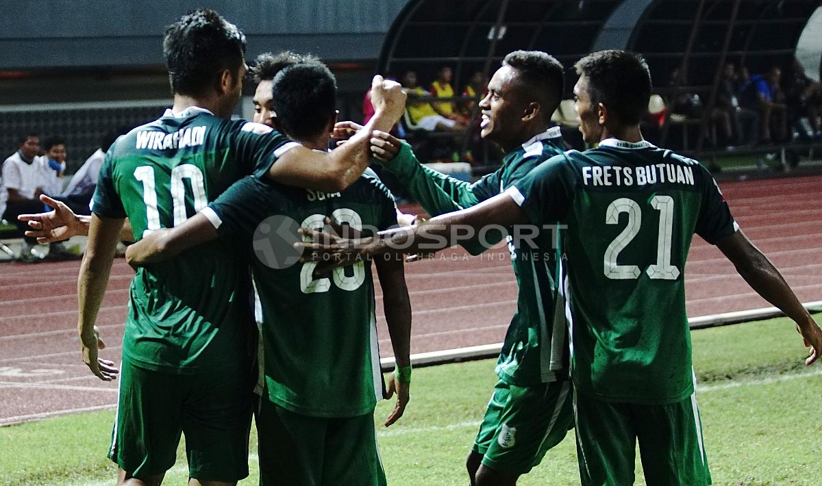 Selebrasi para pemain PSMS Medan. Herry Ibrahim/INDOSPORT Copyright: Herry Ibrahim/INDOSPORT