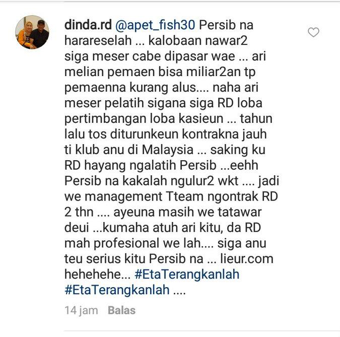 Fans Persib Goda Rahmad Darmawan ke Persib (Kedua). Copyright: Instagram