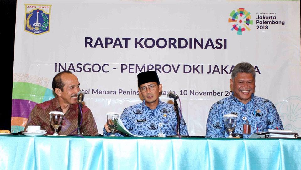 Rapat koordinasi Wakil Gubernur DKI Jakarta, Sandiaga Uno dengan INASGOC. Copyright: INASGOC