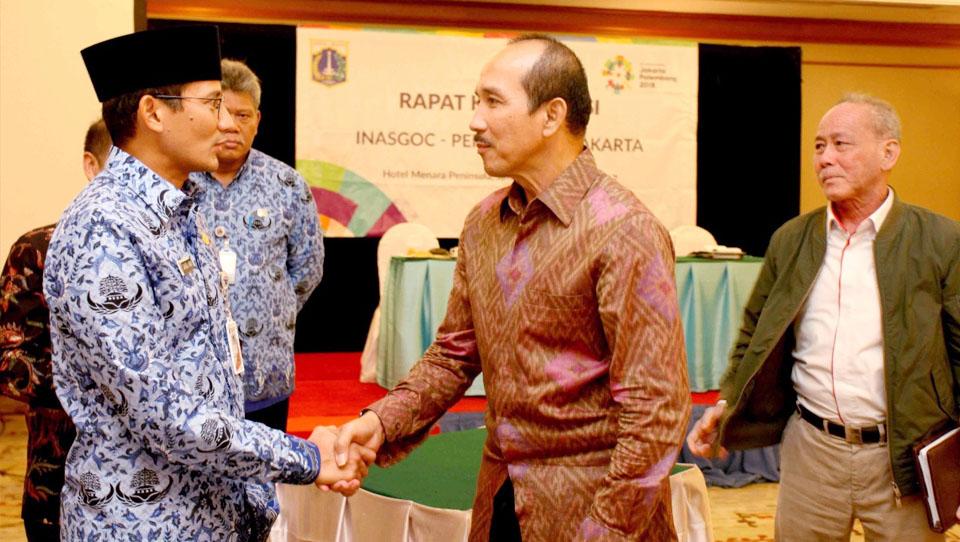 Rapat koordinasi Wakil Gubernur DKI Jakarta, Sandiaga Uno dengan INASGOC. Copyright: INASGOC